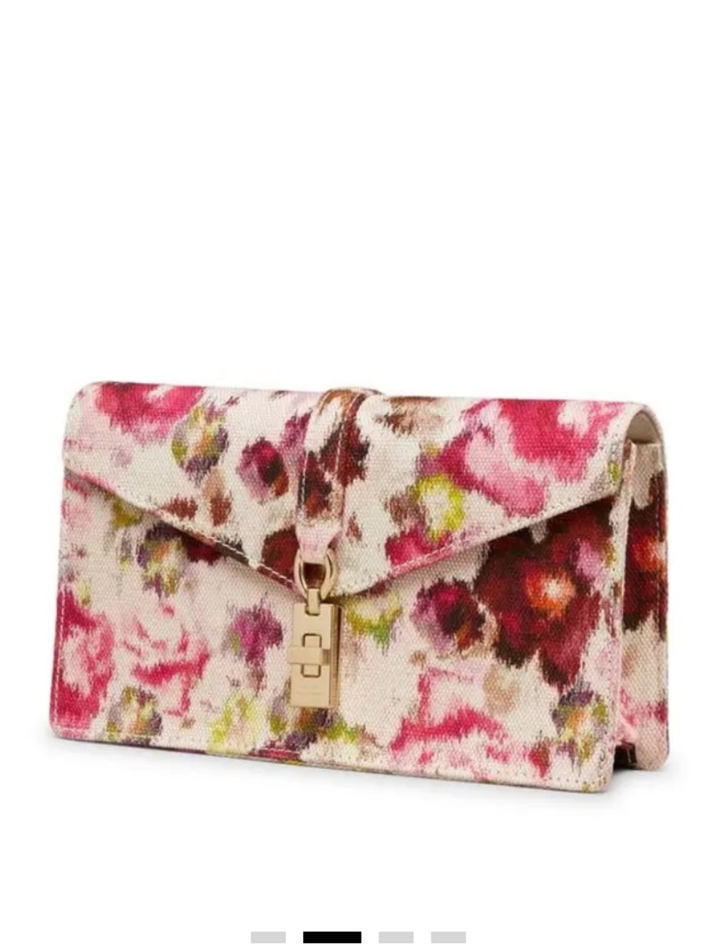 Stuart Weitzman Floral Print Loveletter Clutch in Pink and Cream